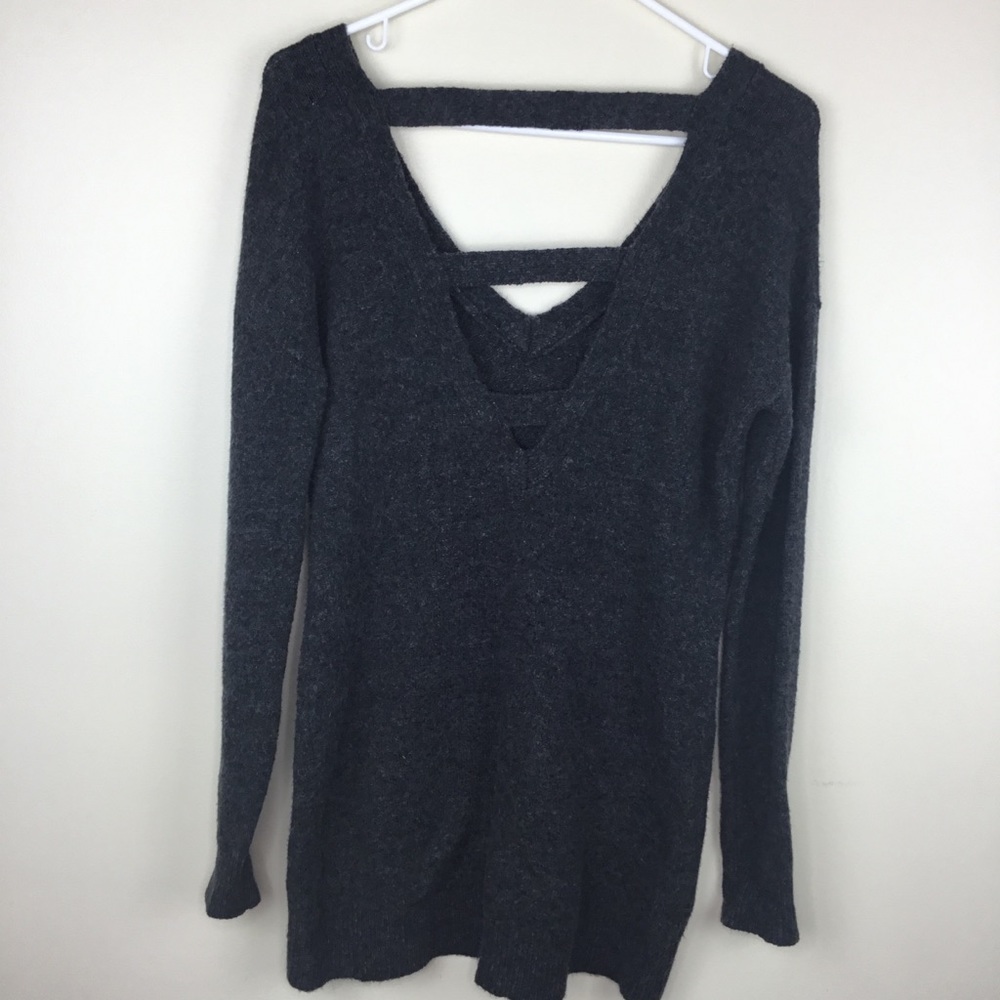 Ruby Moon Open Back Sweater Tunic Xs Top V Neck - image 2